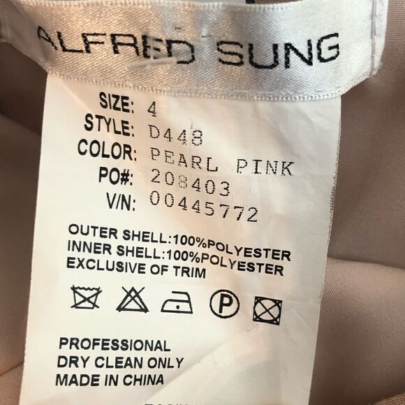 Alfred Sung Sz 4 Pearl Pink Boat Neck Dress - Picture 5 of 5